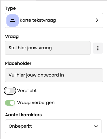 Vraag verbergen instelling